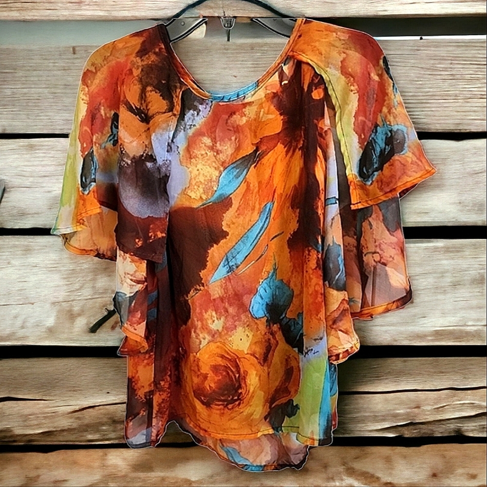Women's Derek Heart Cape Blouse Size Small